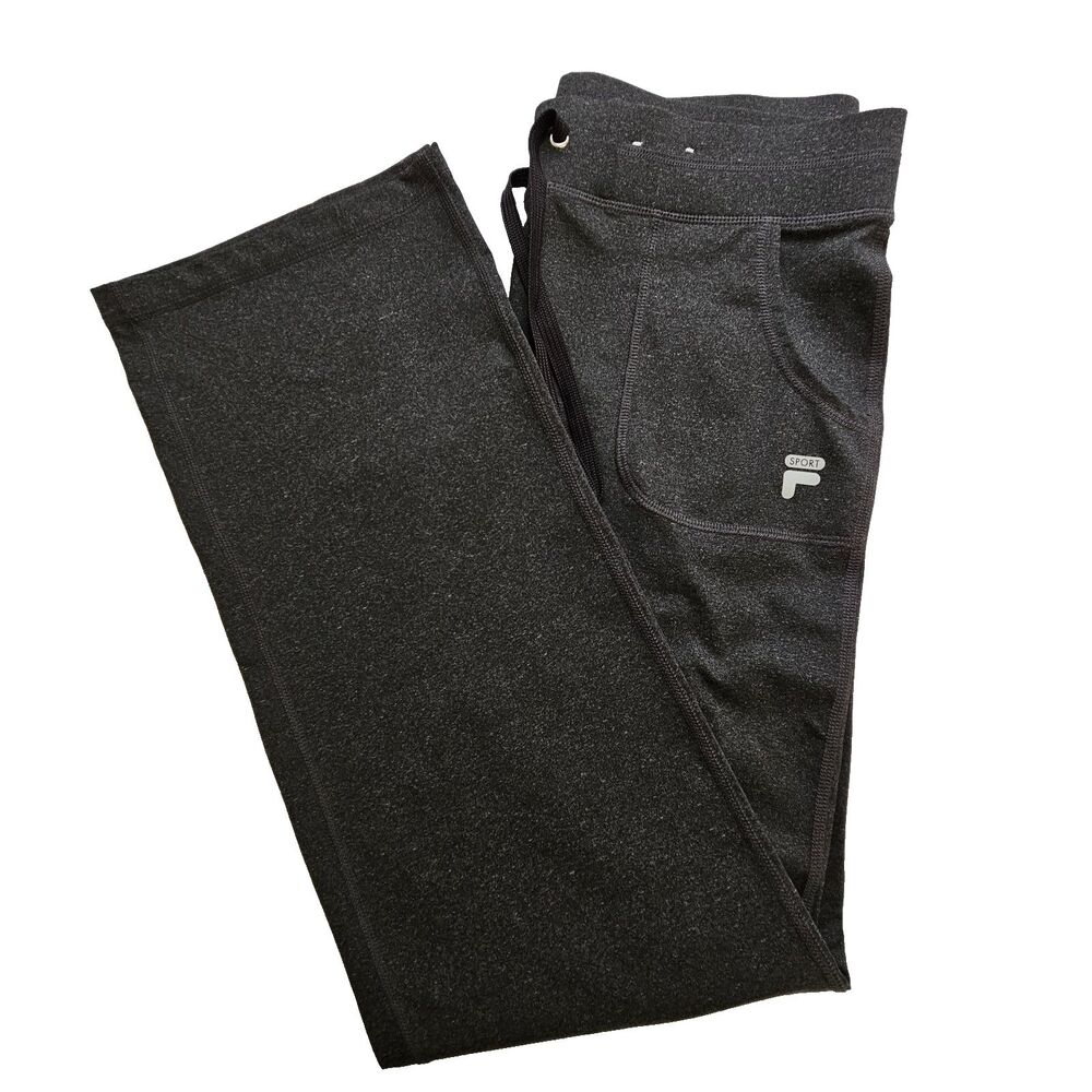 Fila Sport Movement Pants Womens Medium Charcoal Gray Drawstring Waist Yoga Gym - Picture 1 of 9